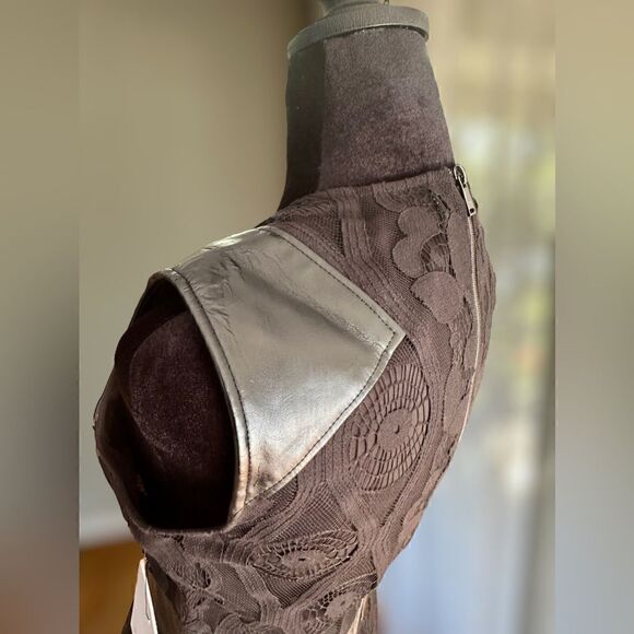 Marc New York Andrew Marc Black Dress Faux Leather Panels Size 2 - Picture 8 of 15